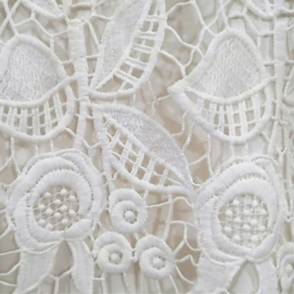 Anthropologie WAYF Shift Dress White Floral Crochet Lace Criss Cross Back - Picture 8 of 14
